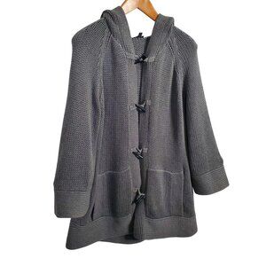 Talbots Size 1X Cardigan Sweater Coat Hooded Toggle Horn Knit Angora Blend Gray